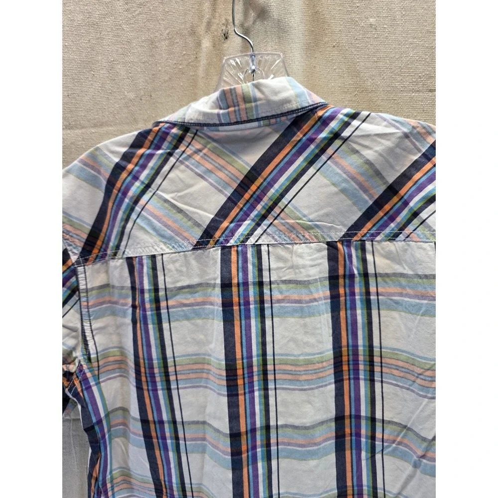 Red Camel Mens‎ Short Sleeve Plaid Button Down Shirt Multi-Color Cotton Size M